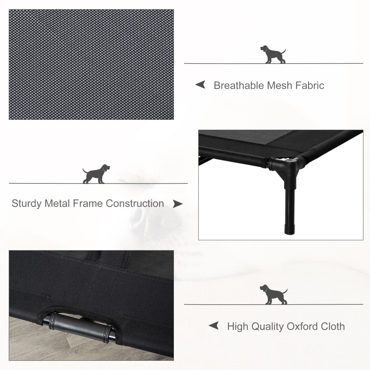 PawHut Large Portable Elevated Pet Cot Bed for Dogs & Cats Black
