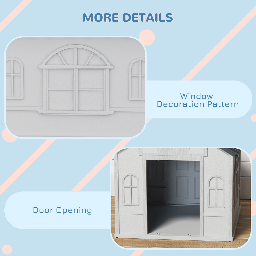 PawHut Weather-Resistant Medium Dog House, Grey, Easy Setup