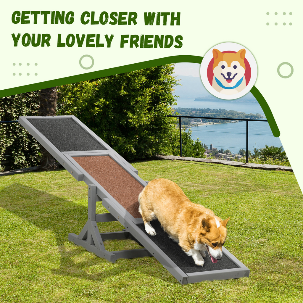 PawHut Large Wooden Pet Seesaw with Anti-Slip Surface 180x30x30 cm