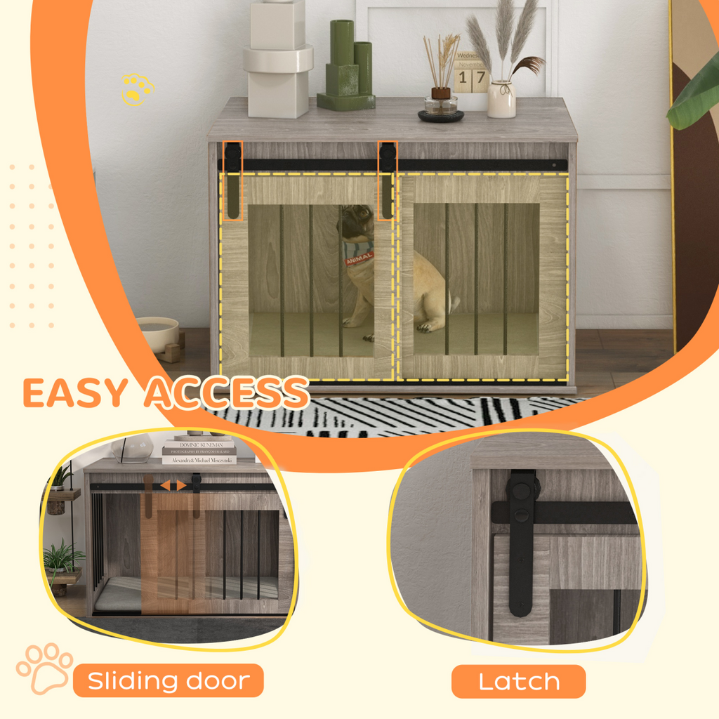 PawHut Dog Crate Furniture with Removable Cushion and Side Table