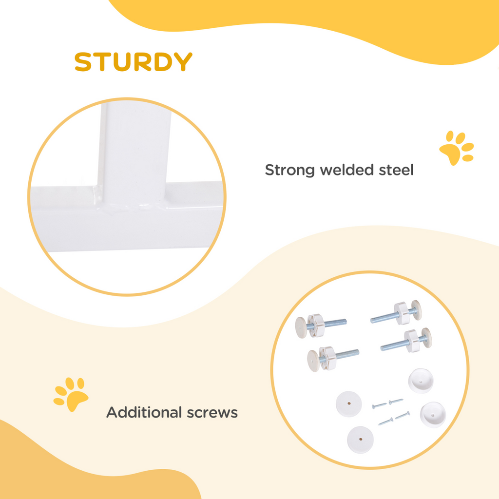 Expandable Pressure-Fit Dog Gate for Stairs - 76-107cm, White
