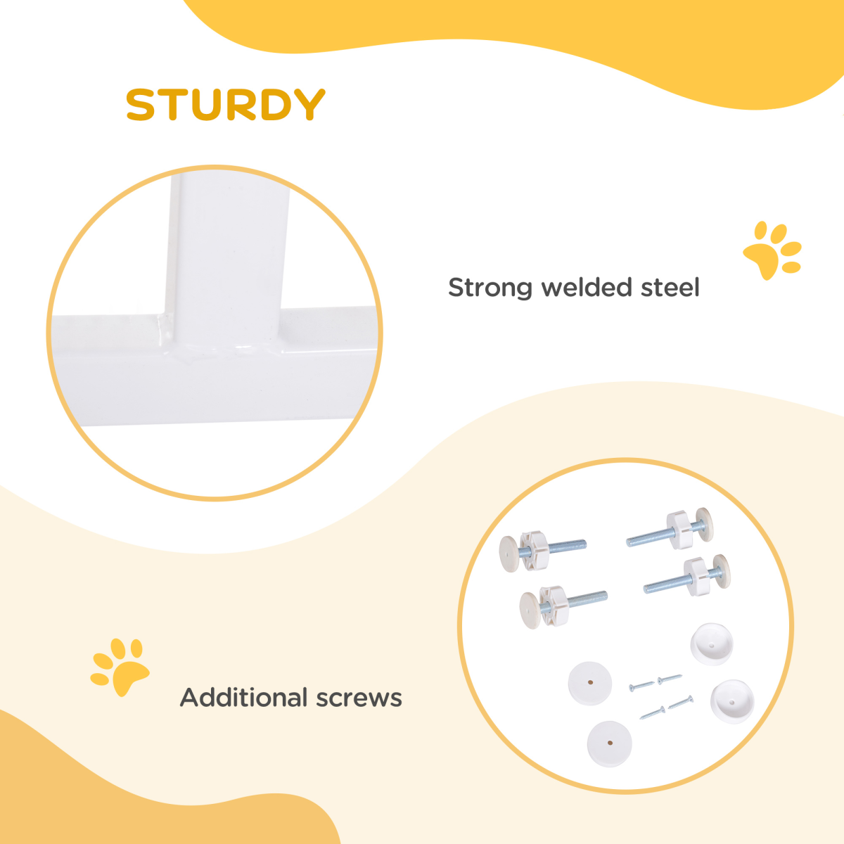 Expandable Pressure-Fit Dog Gate for Stairs - 76-107cm, White