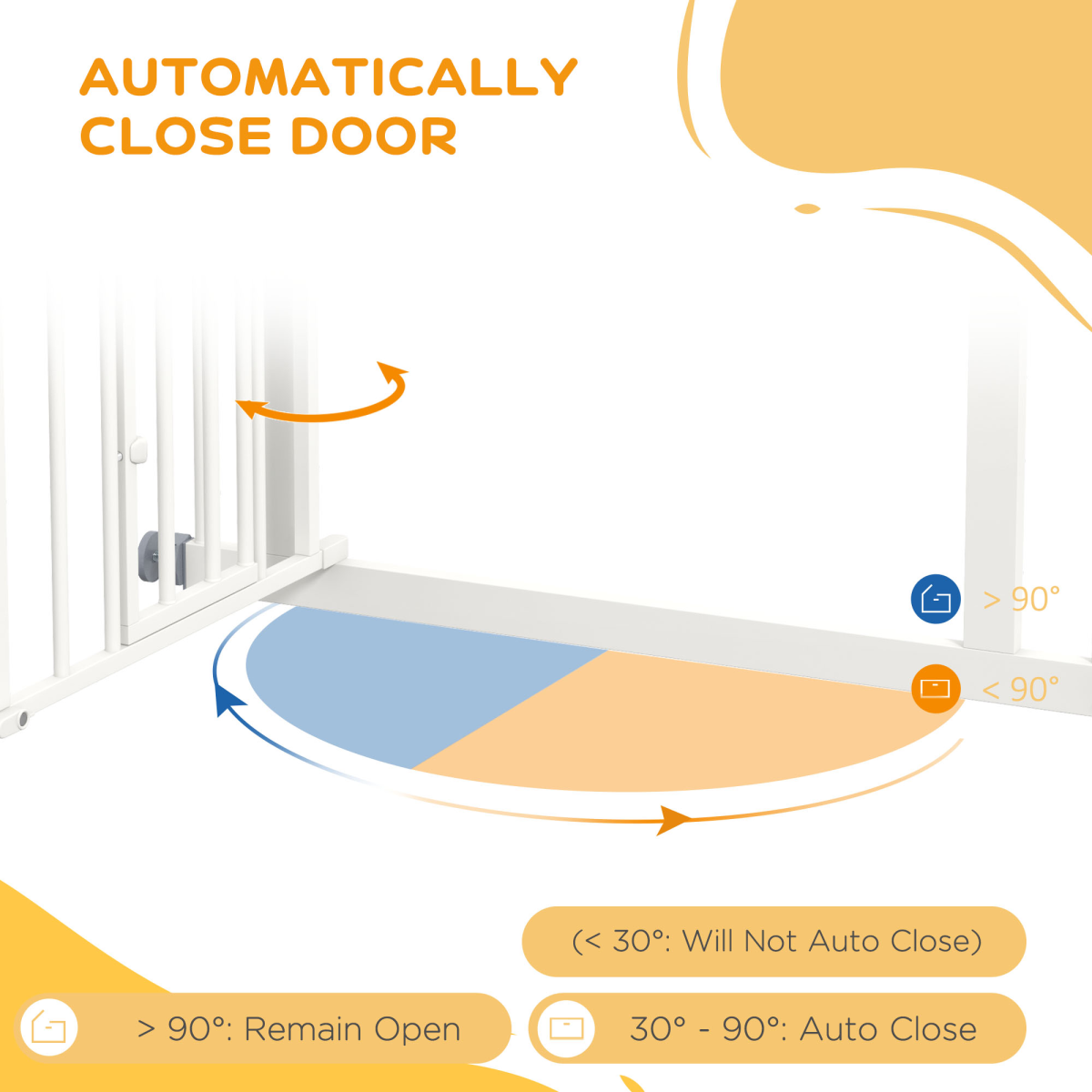 PawHut White Adjustable Pressure-Fit Pet Gate with Cat Door, 74-80cm