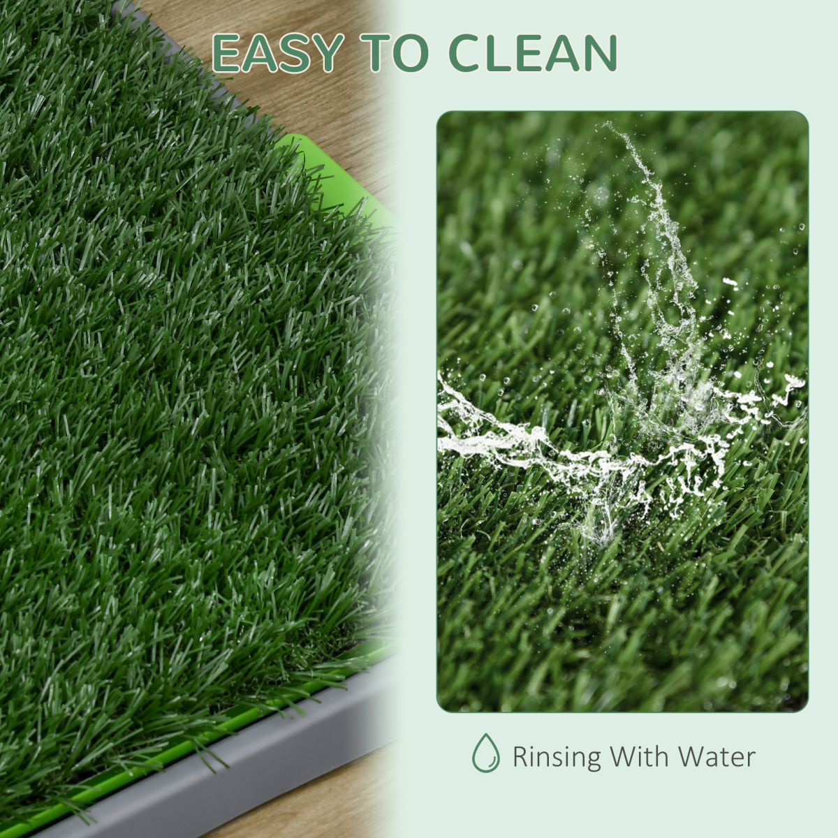 PawHut Dog Toilet with 2 Artificial Grass Pads, 67x41cm, Green