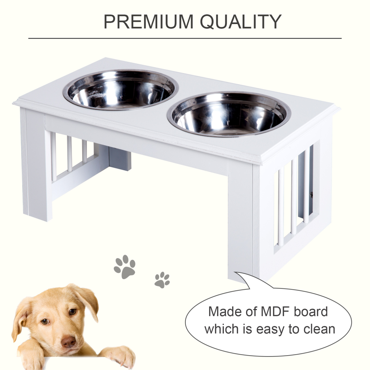 Raised Pet Feeder: Elevated Stainless Steel Double Bowls with Anti-Slip Base