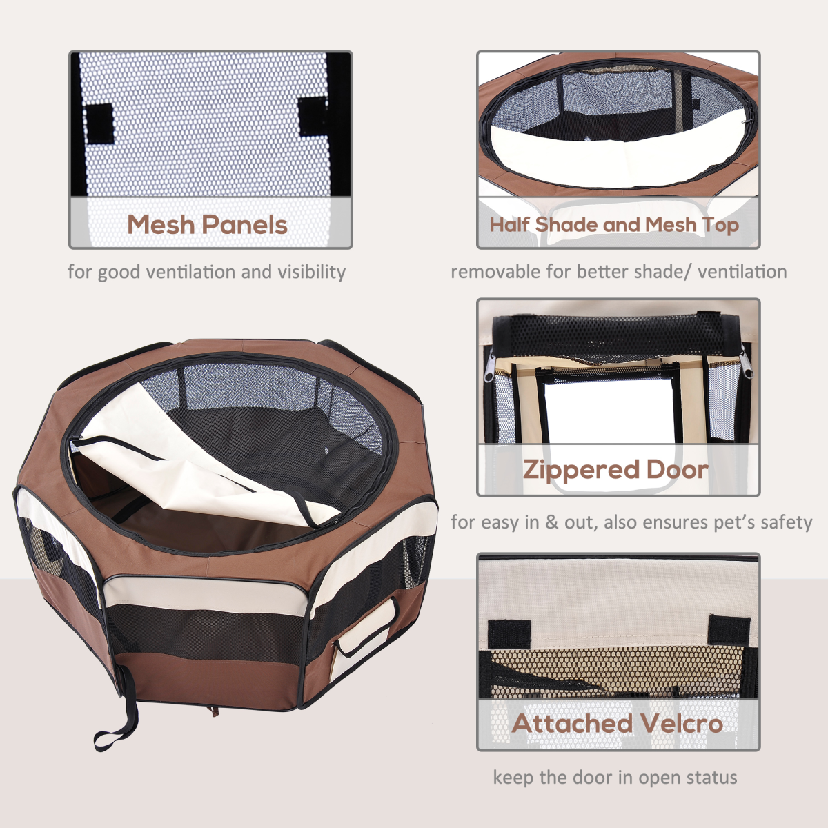 PawHut Fabric Pet Playpen for Small Animals, 90x41 cm, Foldable
