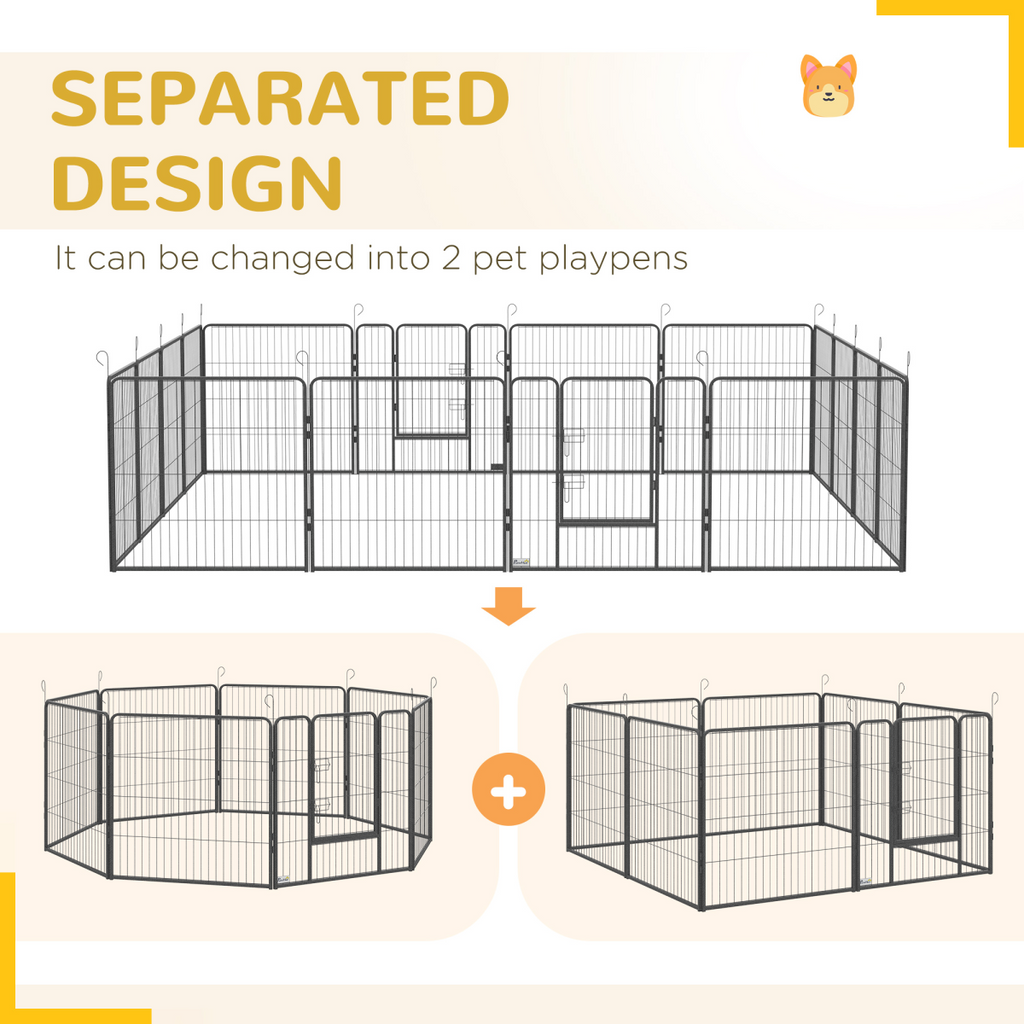 Heavy-Duty 16-Panel Puppy Play Pen - 80cm High, Flexible Shape