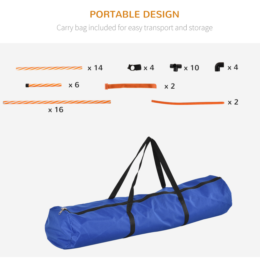 Pet Agility Training Set: Adjustable Hurdles, Ring, Whistle & Carry Bag