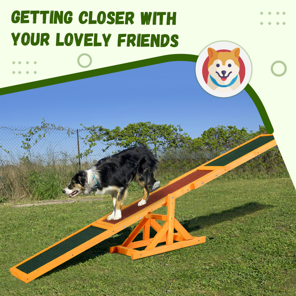 Pawhut Wooden Seesaw for Dogs - Training & Agility Toy, Non-Slip Surface