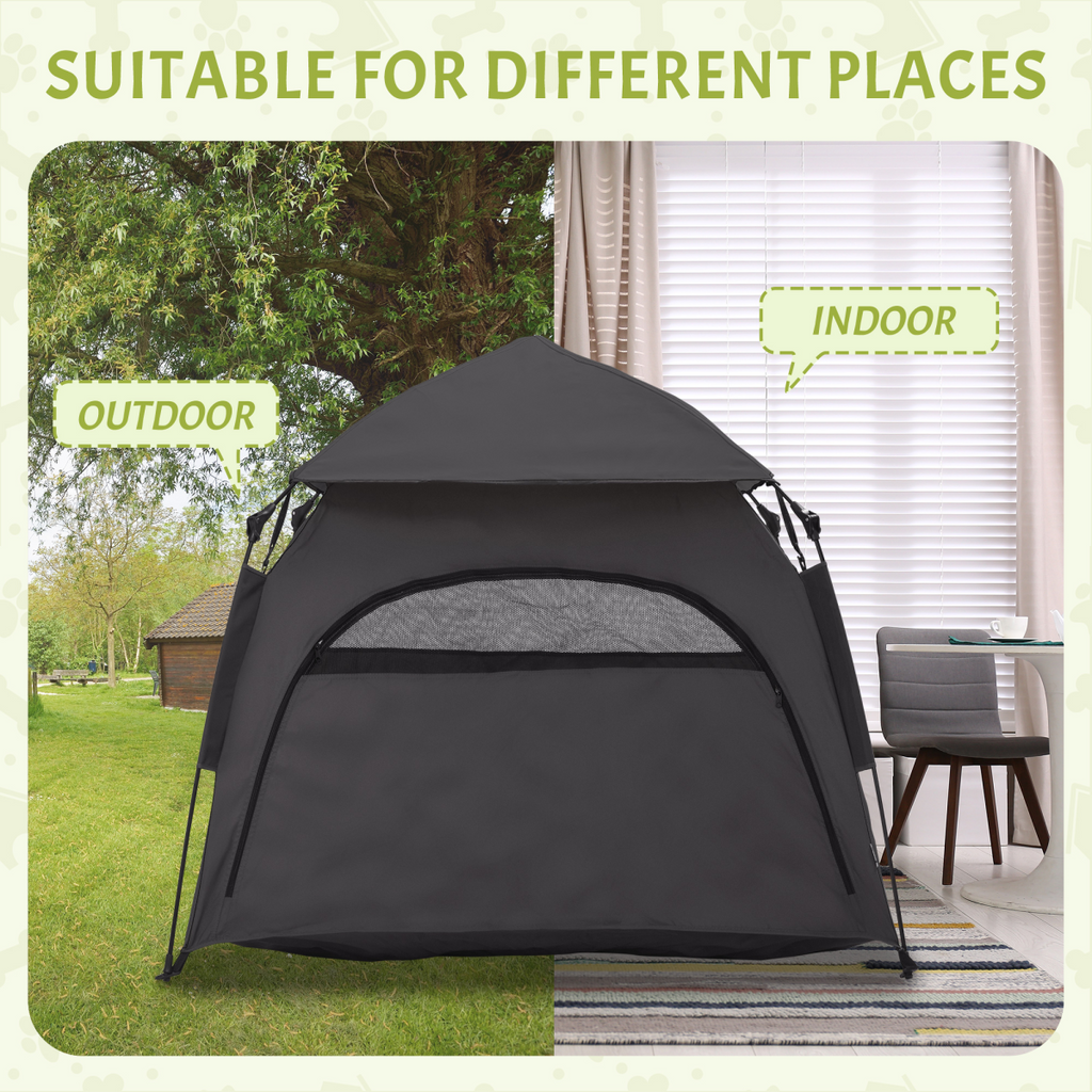 PawHut Foldable Pet Tent with Waterproof Oxford Fabric & Carry Bag - Grey