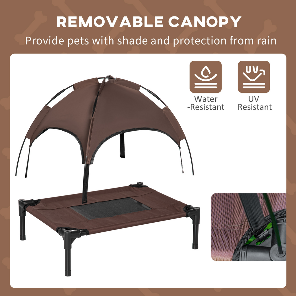 61 cm Elevated Dog Bed with Canopy Tent - Outdoor Portable Shelter
