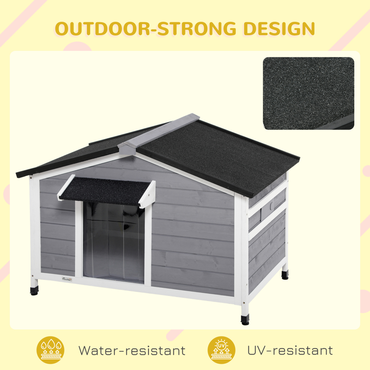 Large Outdoor Fir Wood Dog Kennel 109x79x72 cm - Grey