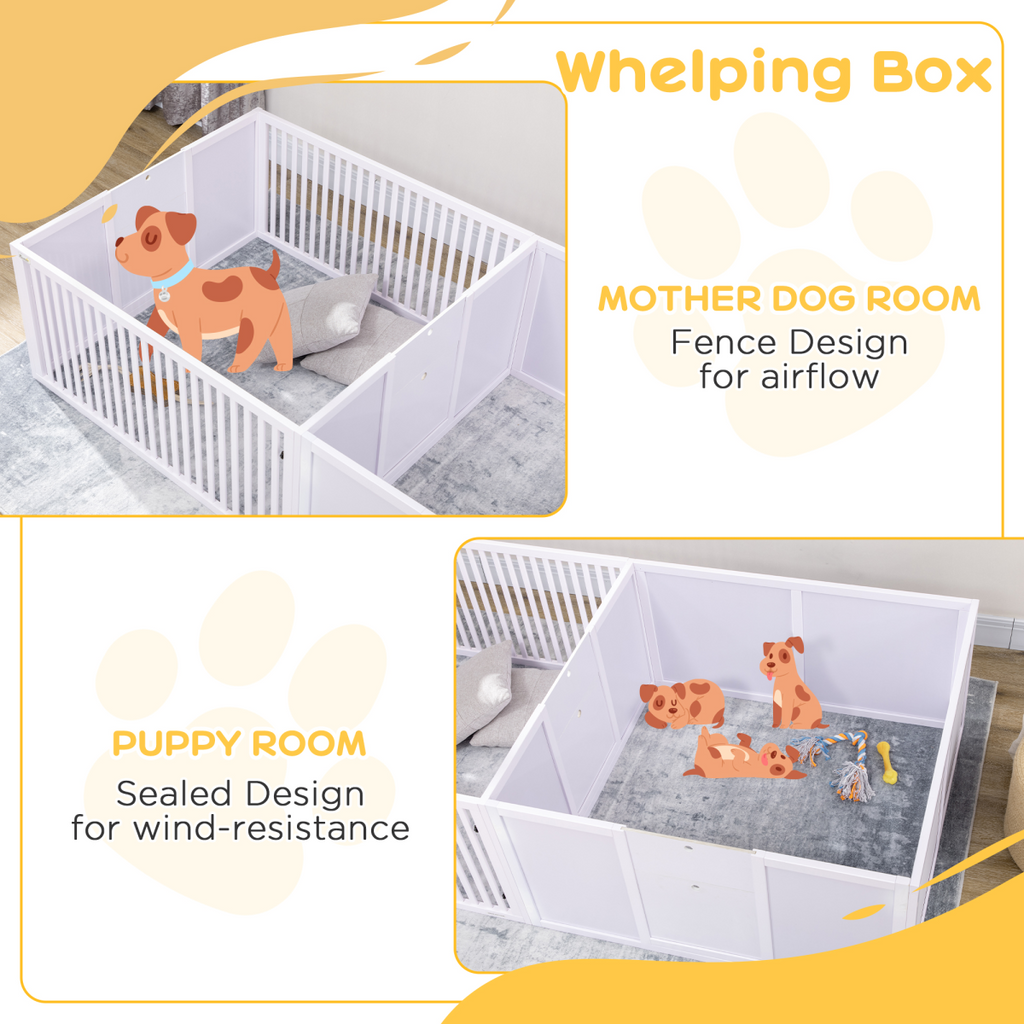 7-Panel Indoor Puppy Pen with 3 Doors, Dual-Room Design