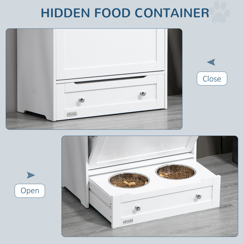PawHut 3-in-1 Pet Feeder Station with Storage Cabinet & End Table