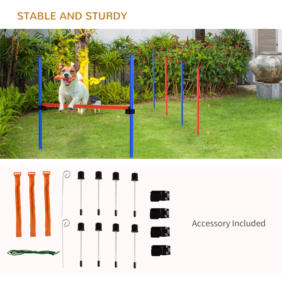 Pet Agility Training Kit: Adjustable Jump Hoop, Poles & Tunnel