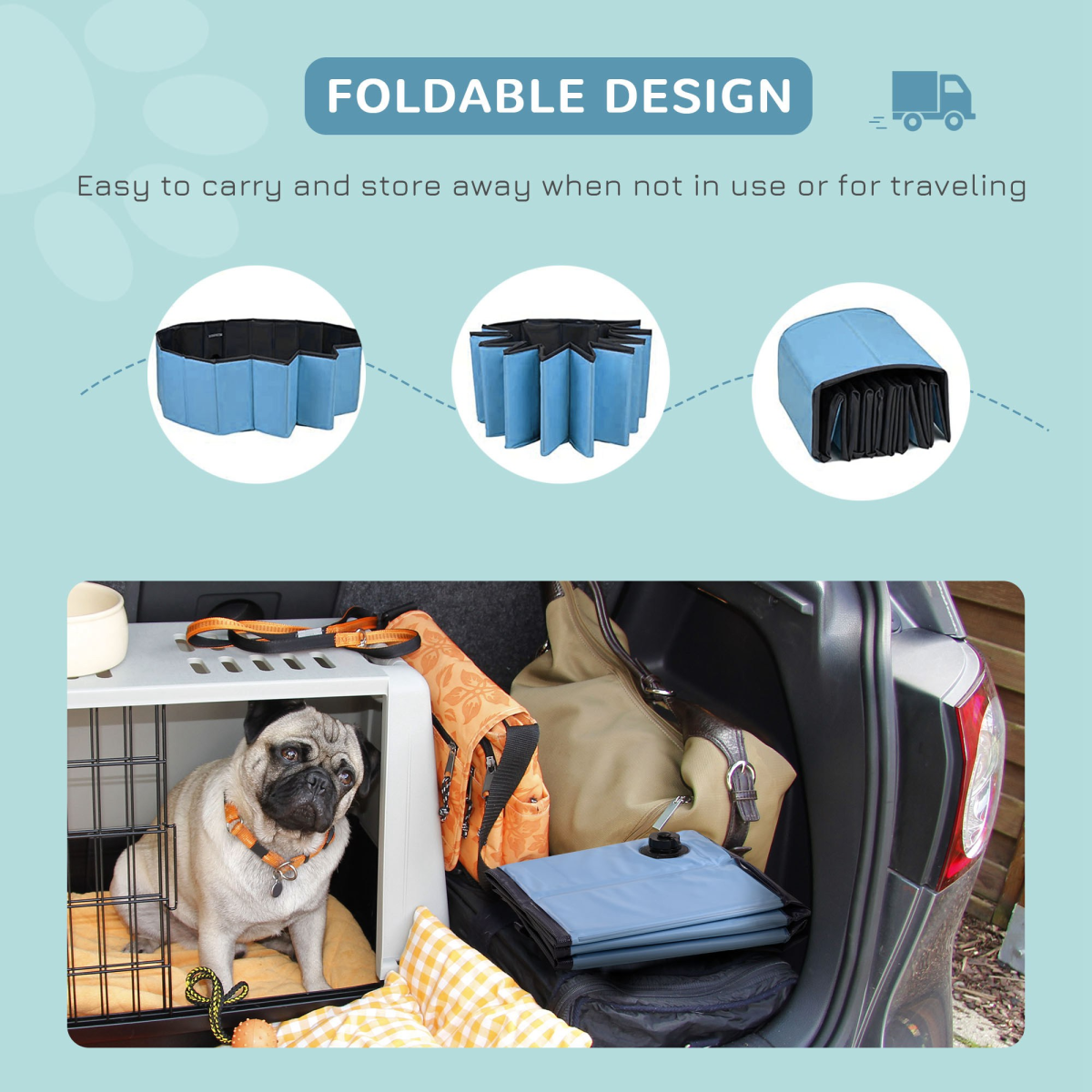 Pawhut 100cm Foldable Pet Pool for Indoor/Outdoor Cat & Dog Fun