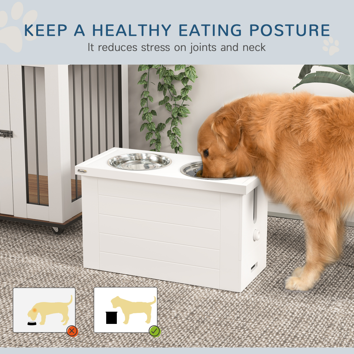 PawHut Elevated Dog Feeder with Slow-Feed Mat & Semi-Auto Dispenser