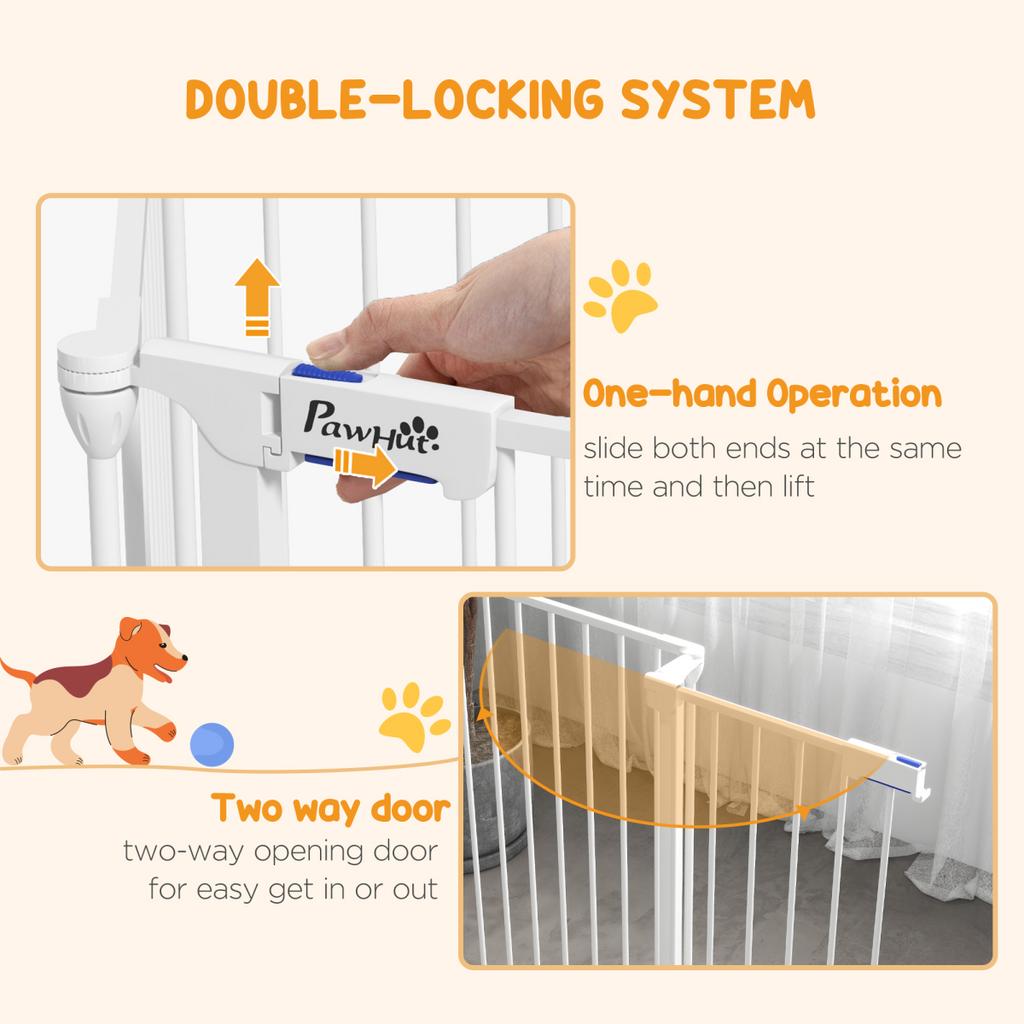 PawHut 2-in-1 Dog Pen & Safety Gate, 6-Panel, Foldable, 90cm White
