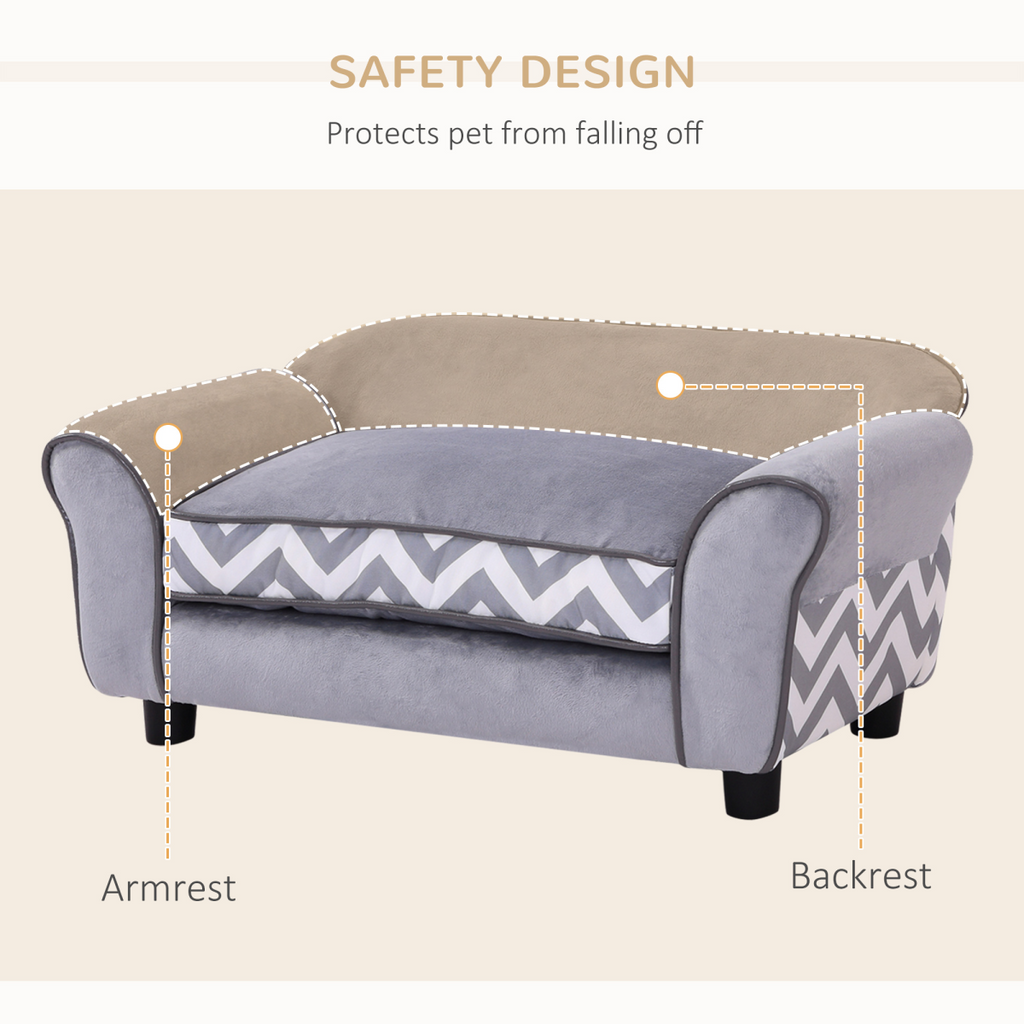 XS Dog Sofa Bed with Removable Cushion - Grey, Plush & Safe