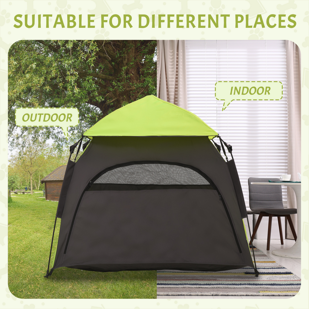 PawHut Foldable Pet Tent - Waterproof Oxford Cloth, Carry Bag, Green