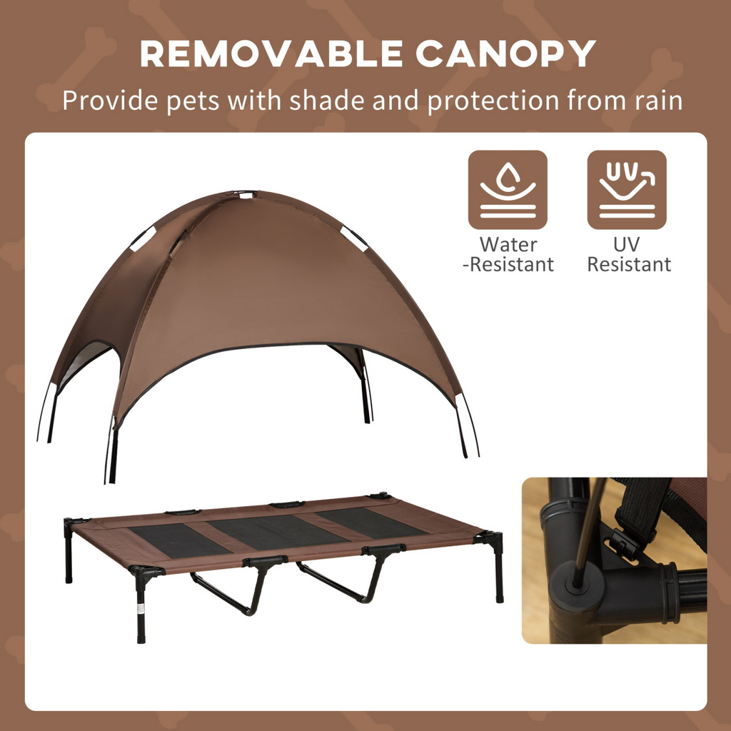 122cm Elevated Dog Bed with Canopy Tent — Outdoor Shelter & Shade