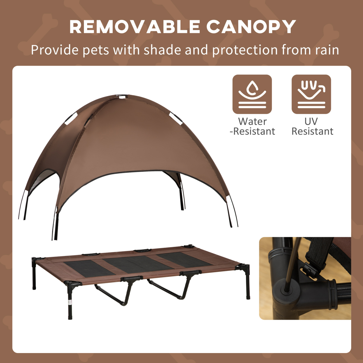 122cm Elevated Dog Bed with Canopy Tent — Outdoor Shelter & Shade