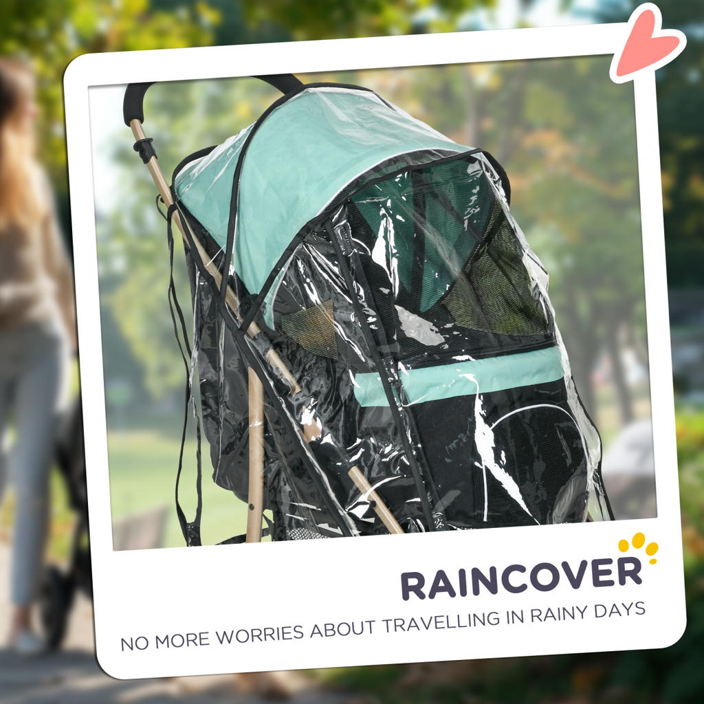 PawHut Pet Stroller for XS/S Dogs with Rain Cover - Green