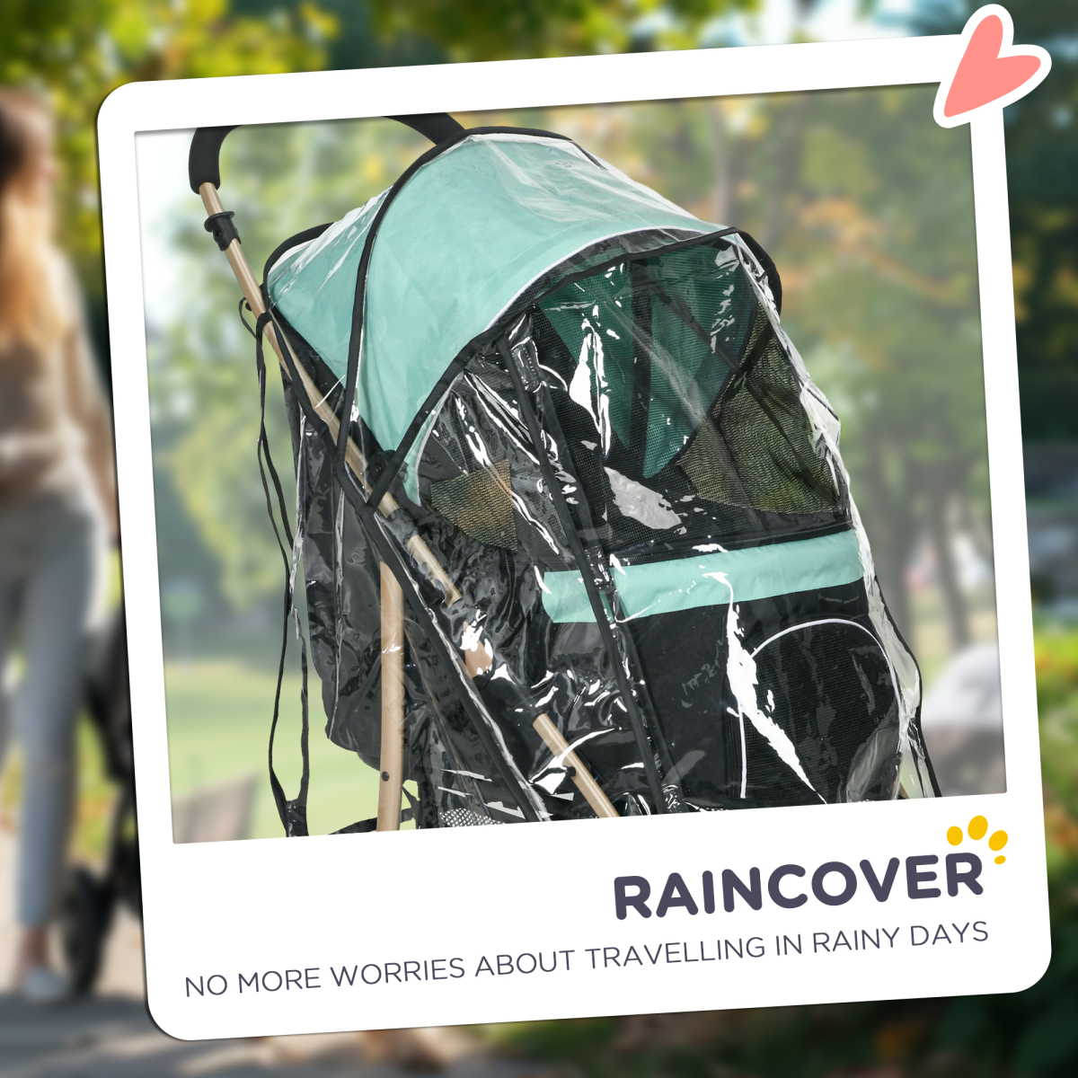 PawHut Pet Stroller for XS/S Dogs with Rain Cover - Green