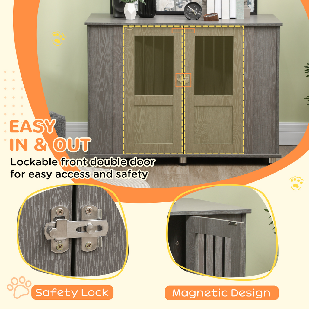 Indoor End Table Dog Crate - Extra Large, Grey, Ventilated