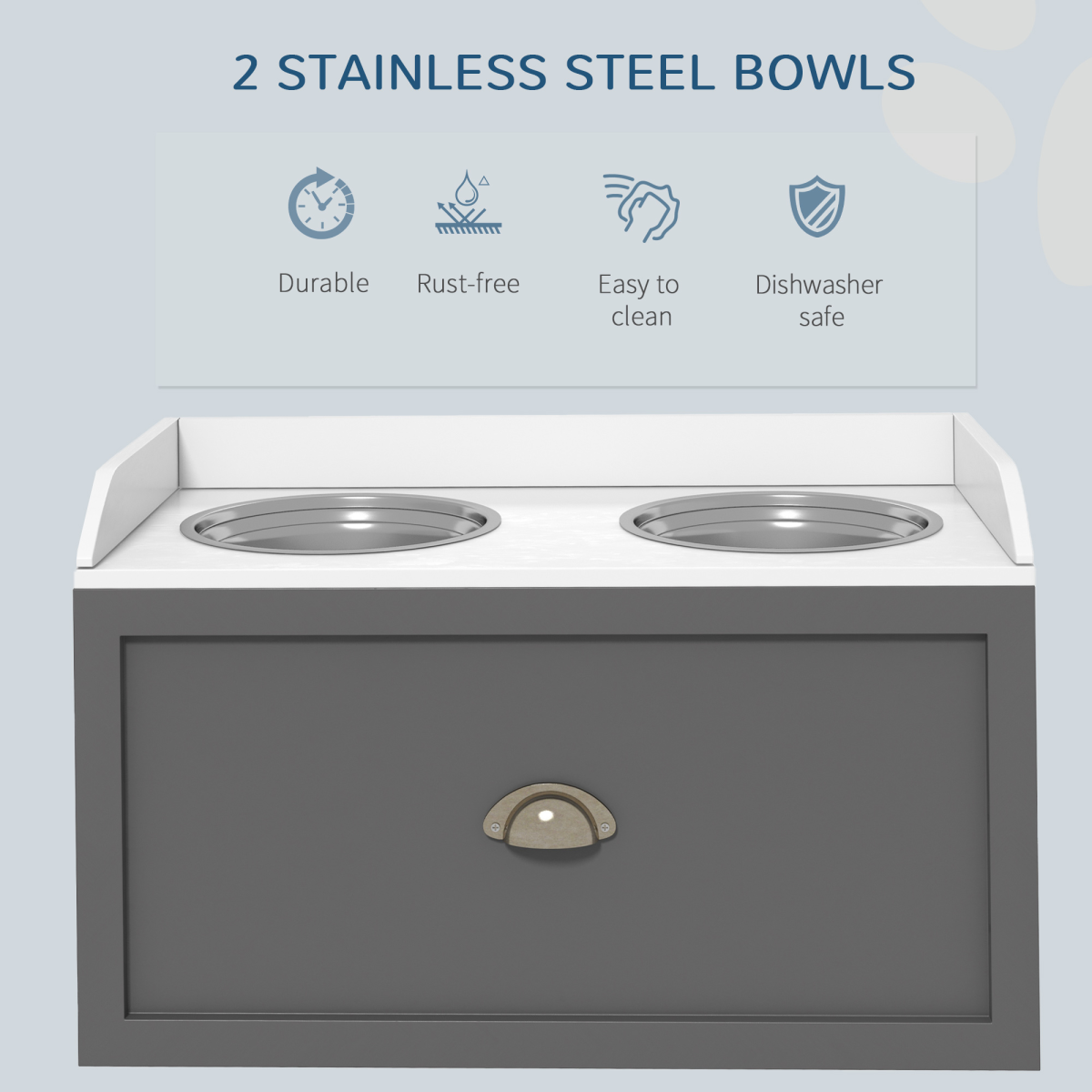 PawHut Raised Stainless Steel Dog Bowl with 21L Drawer for Large Dogs