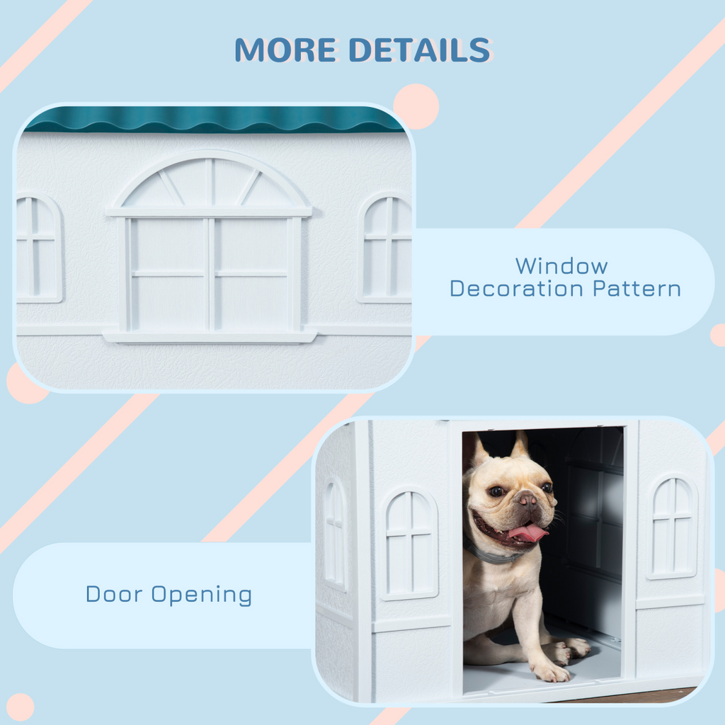 PawHut Weather-Resistant Outdoor Dog House for Medium Dogs - Blue