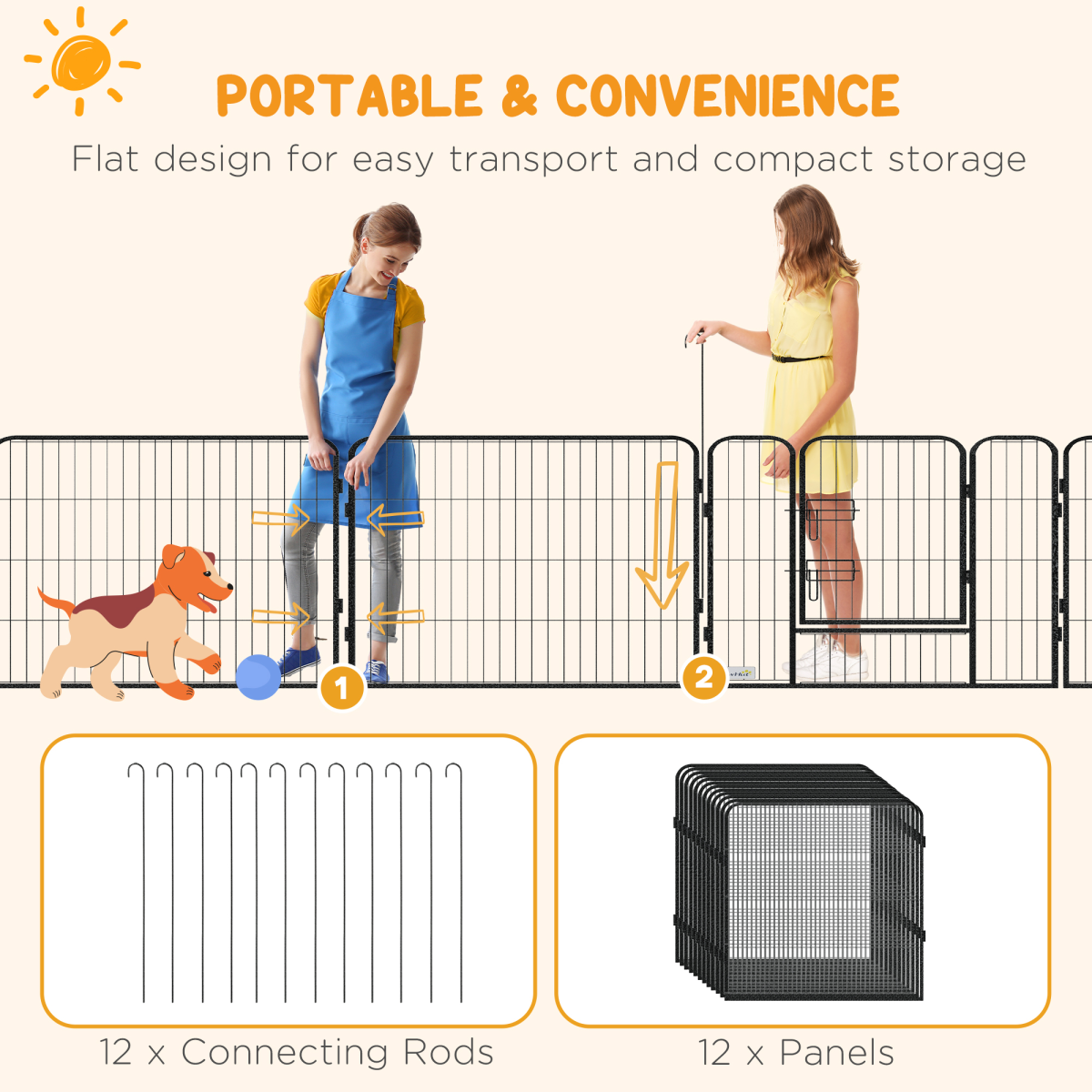 Heavy-Duty 12-Panel Puppy Play Pen for Indoor/Outdoor Use