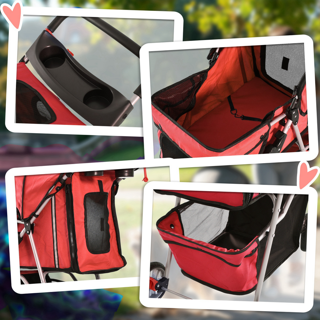 Deluxe Foldable Pet Stroller Jogger 4-Wheel Carrier for Dogs & Cats