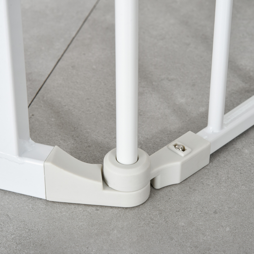 Foldable Pet Safety Gate 3-Panel Playpen with Walk-Through Door, White
