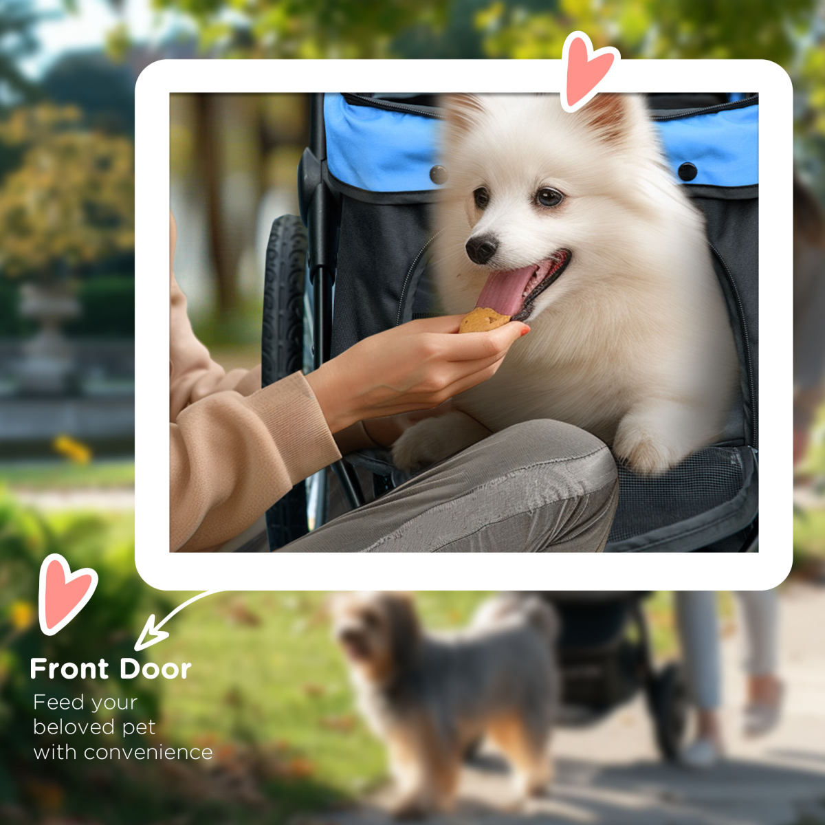 3-Wheel Pet Stroller for Small/Medium Dogs, Foldable Cat Pram - Blue