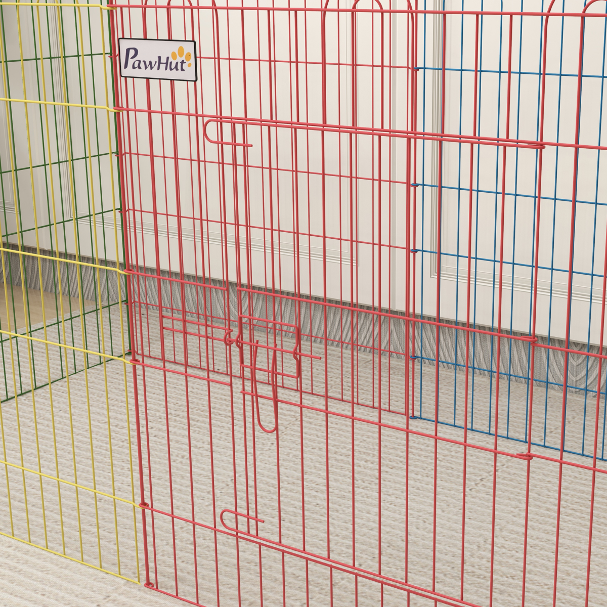 PawHut 6-Panel Pet Playpen with Door - Shape Options (Oct/Sq/Tri), Metal