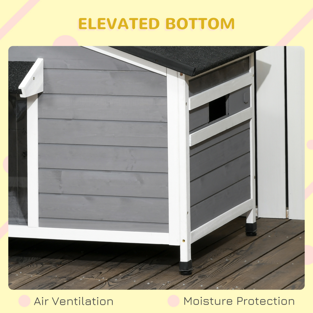 Large Outdoor Fir Wood Dog Kennel 109x79x72 cm - Grey