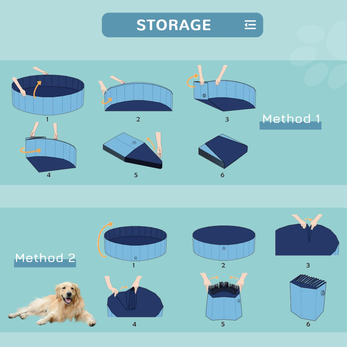 Foldable 120cm Portable Pet Pool - Blue Bath for Dogs & Cats
