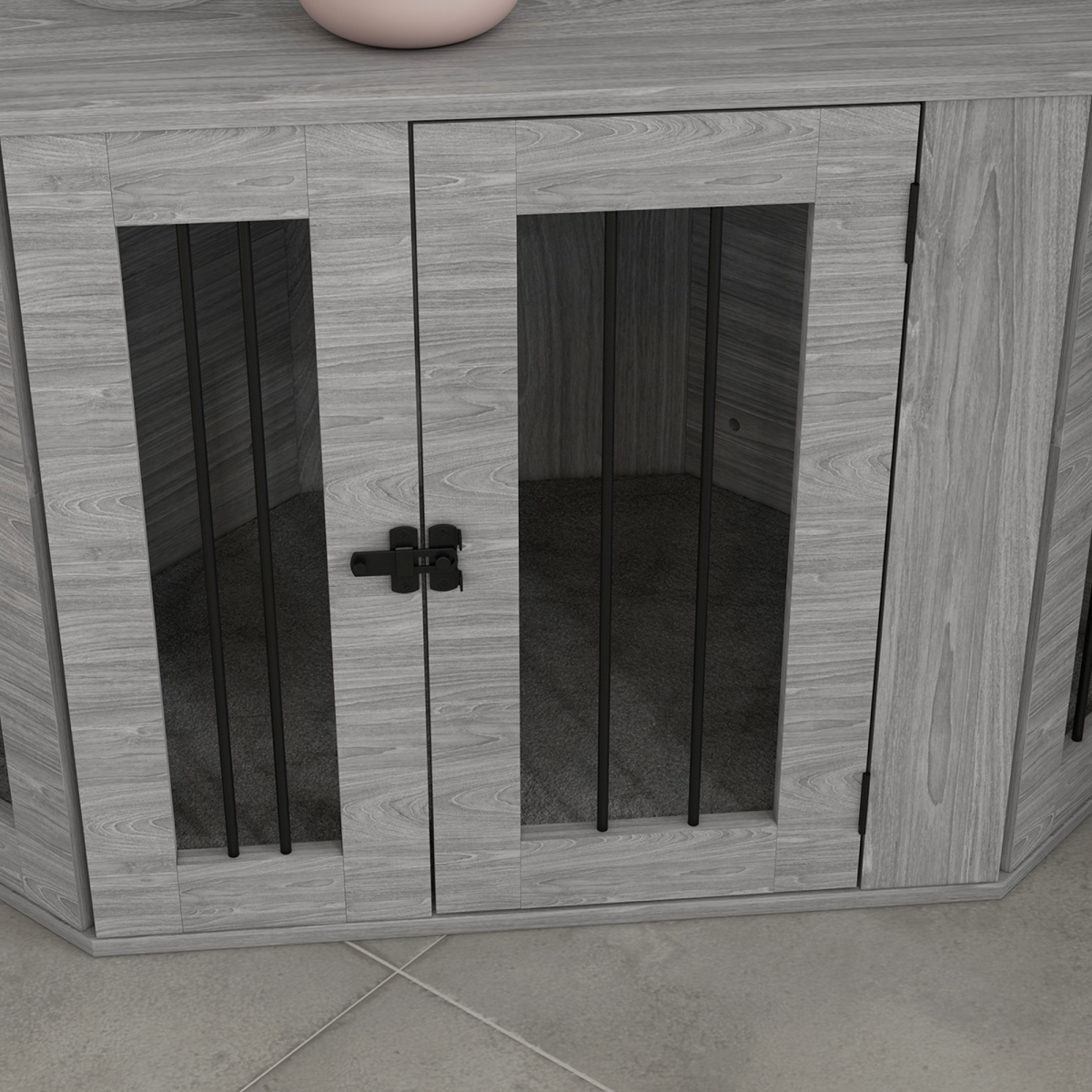 PawHut Dog Crate & Side Table for Medium Dogs, Large Door, Grey