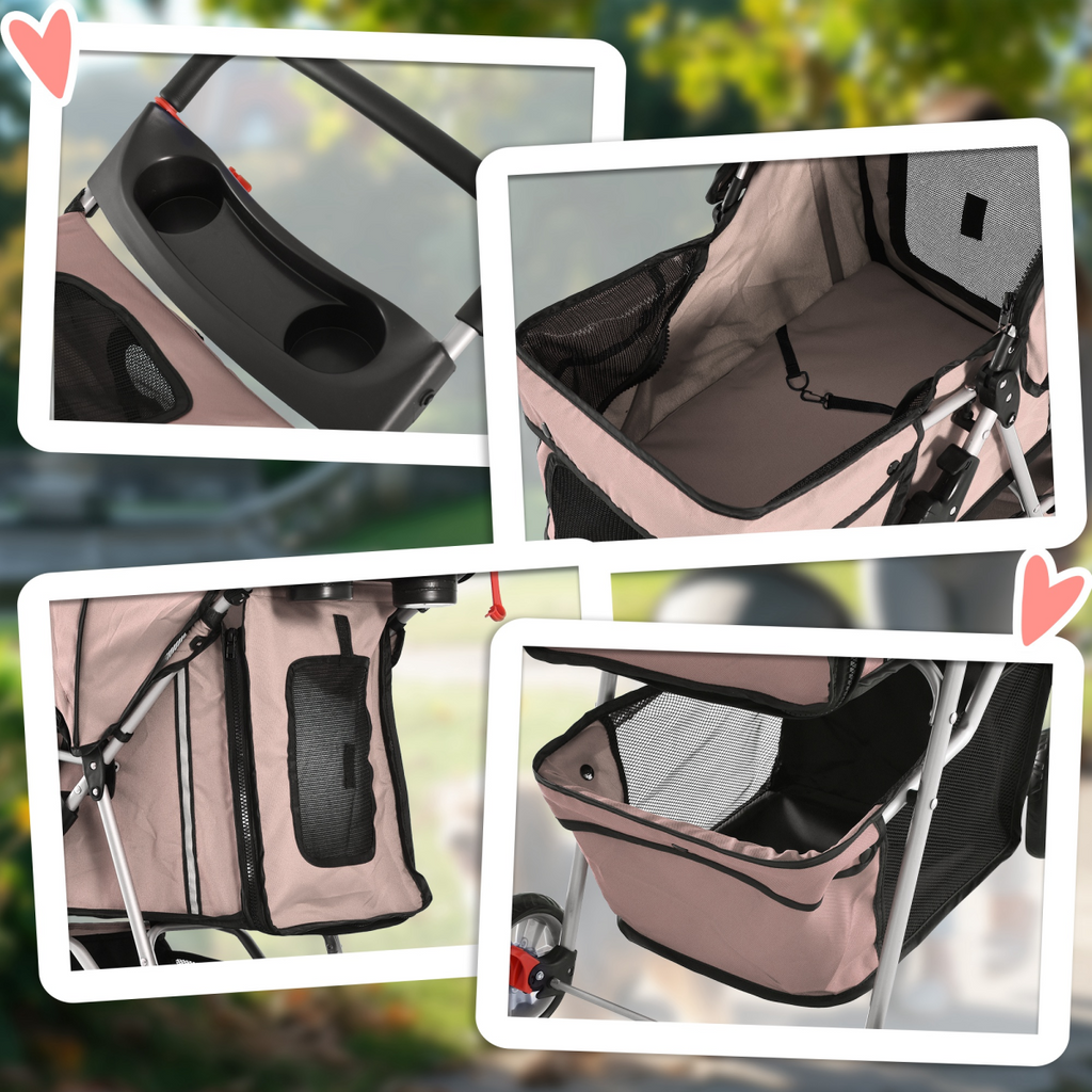 Pawhut Foldable 4-Wheel Pet Stroller Carrier - Deluxe Jogger for Dogs & Cats