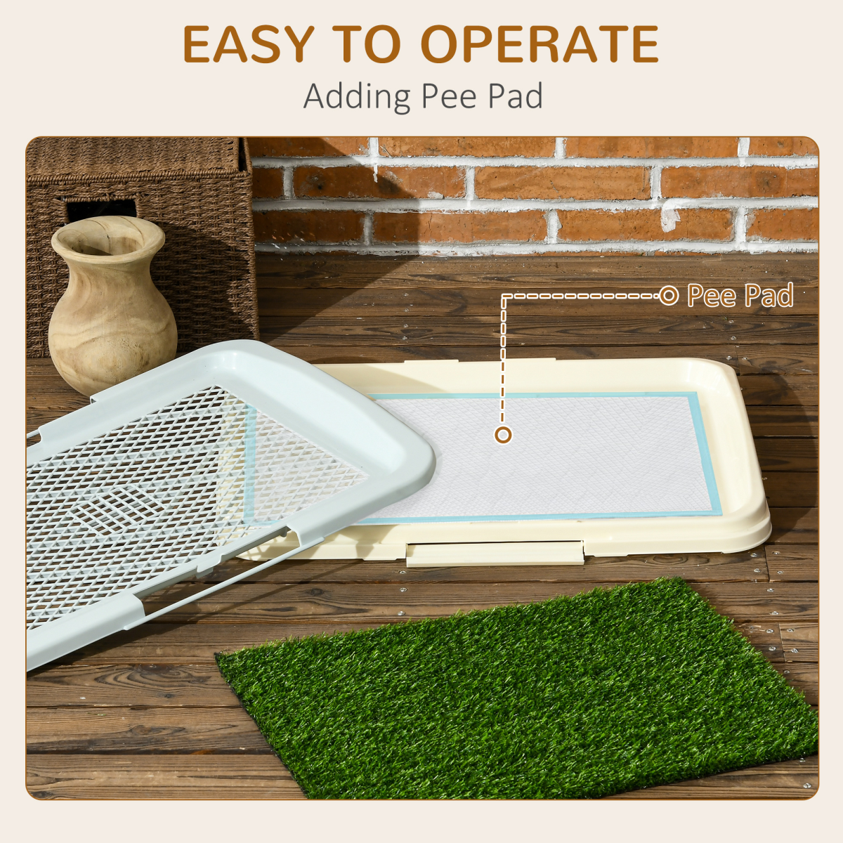 PawHut Indoor Dog Toilet with Artificial Grass, Grid Panel & Tray (46.5 x 34 cm)