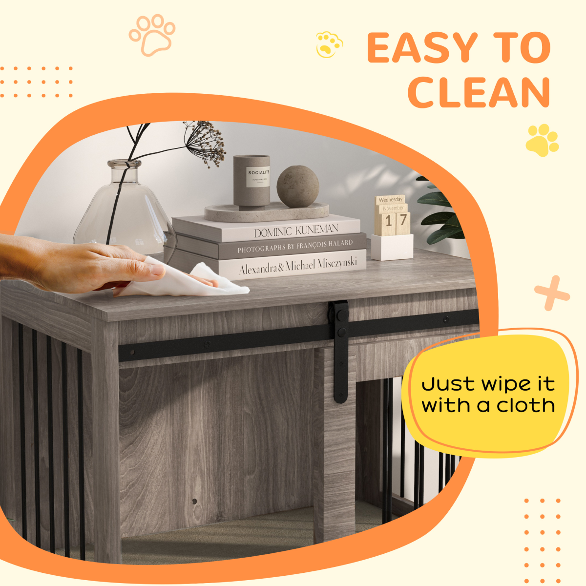 PawHut Dog Crate Furniture with Removable Cushion and Side Table