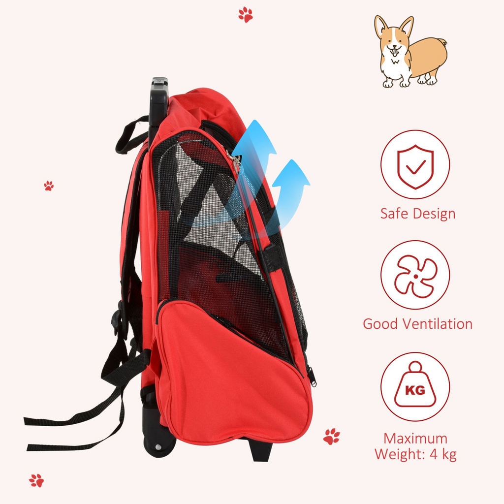 2-in-1 Pet Travel Backpack & Trolley Carrier with Telescopic Handle