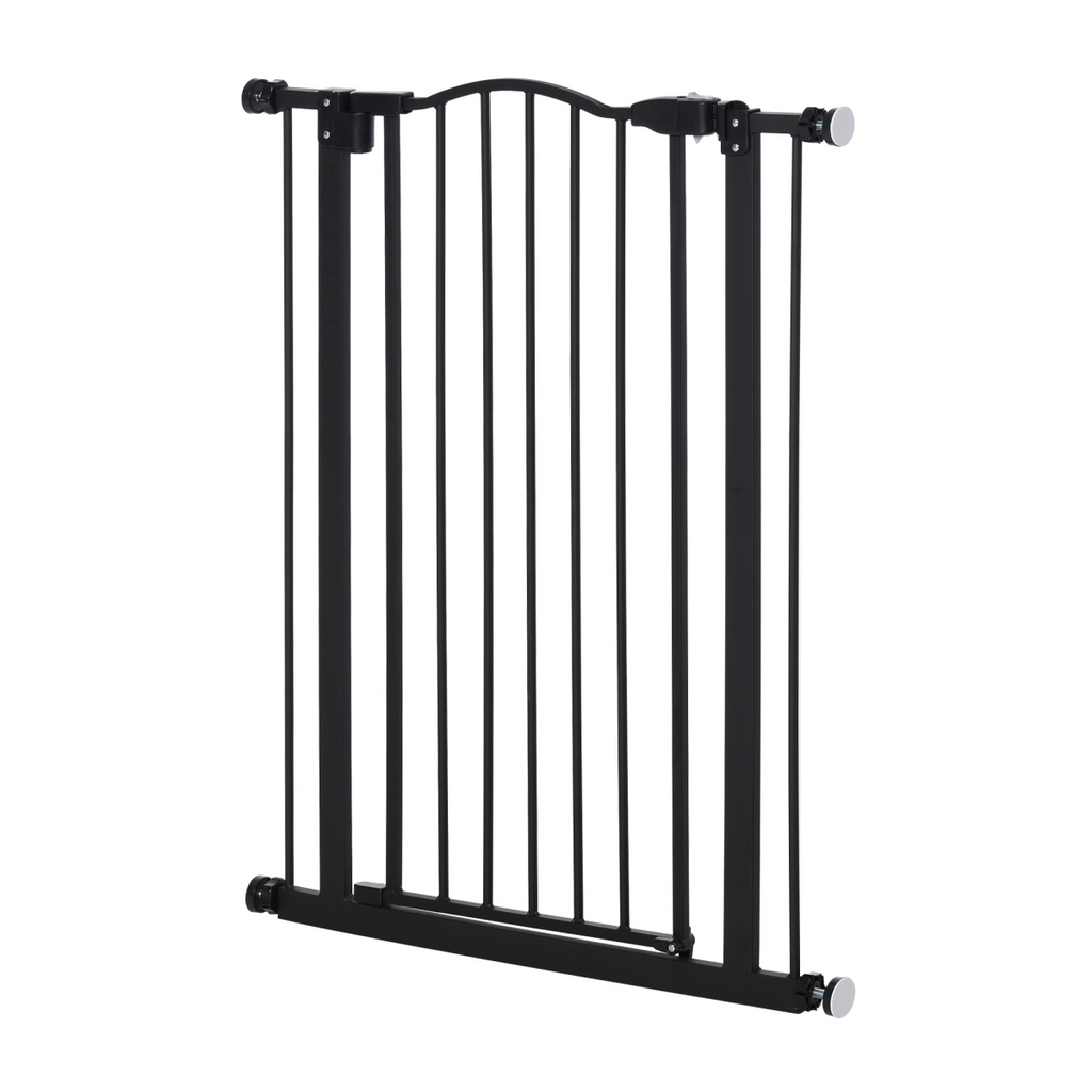 Adjustable 74-80cm Metal Pet Gate with Auto-Close Door - Black