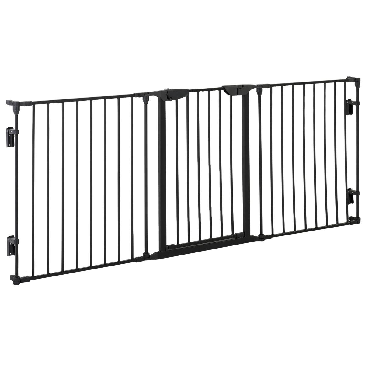 3-Panel Pet Gate & Playpen for Indoor Stairs - Walk-Through Door, Black