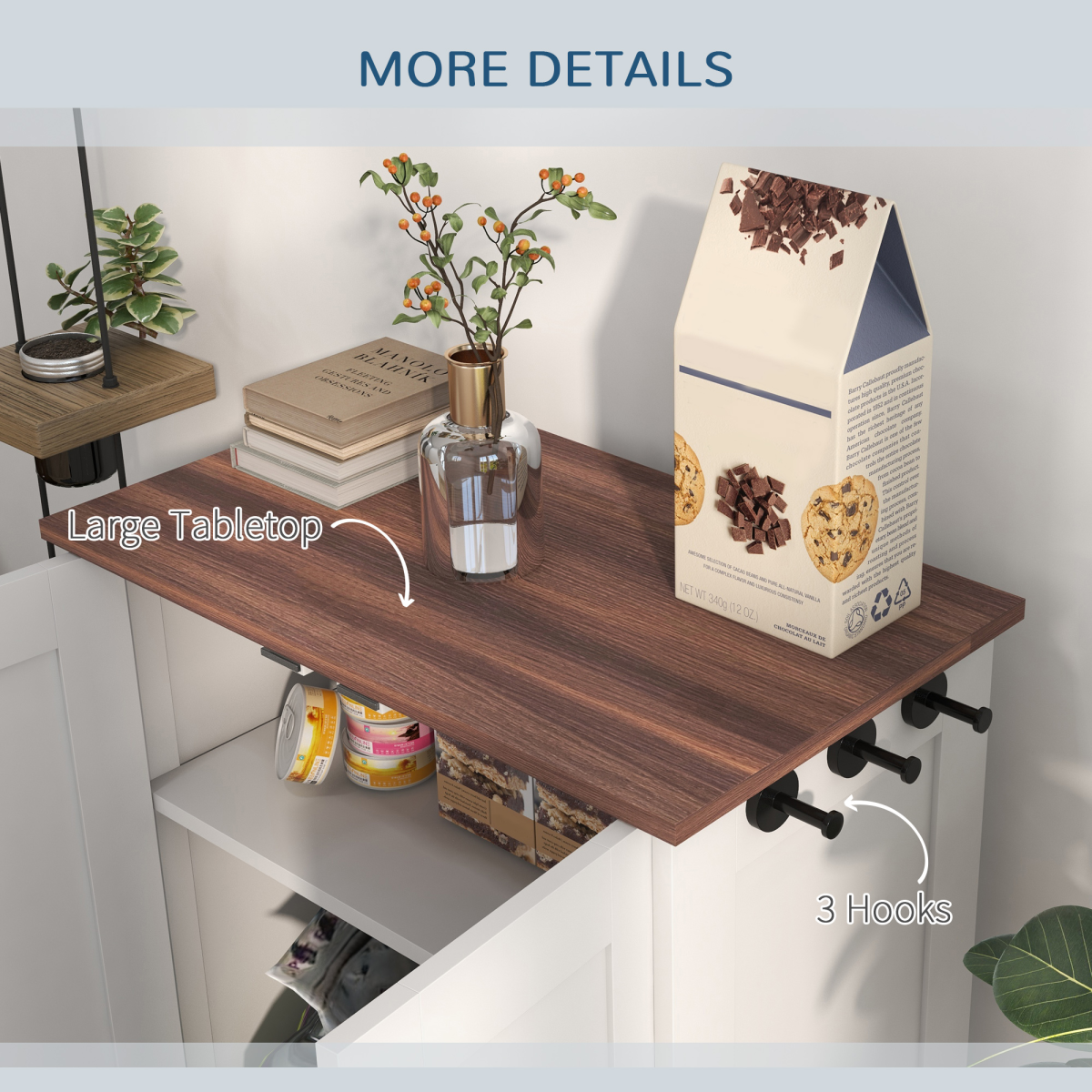 PawHut Dog Feeding Station with Hidden Bowls, Storage & Hooks
