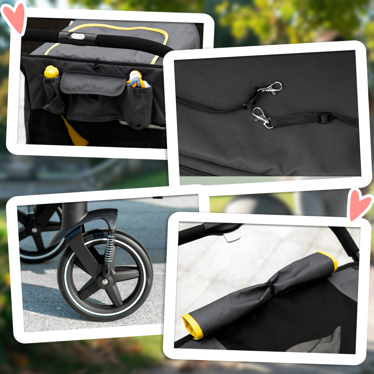 PawHut Foldable Dog Stroller with Universal Wheels & Shock Absorbers - Grey