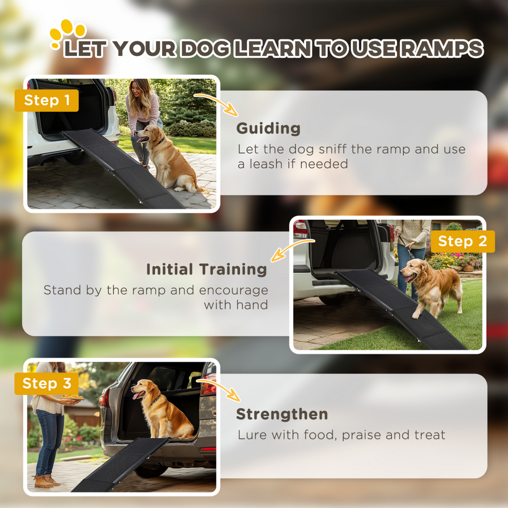 PawHut Folding Dog Ramp for XL Dogs - Non-Slip, Portable Car Ramp