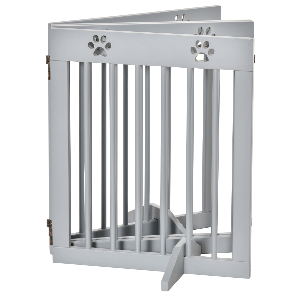 Solid Pine 4-Panel Folding Pet Gate with Stable Feet