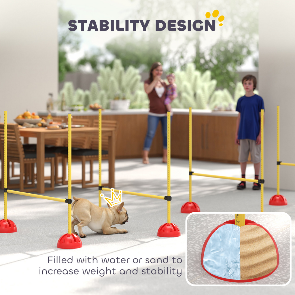 PawHut 4-Piece Dog Agility Jump Set with Adjustable Hurdles and Carry Bag
